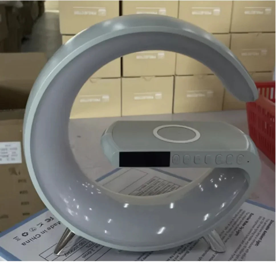 smart g-shaped led lamp Bluetooth speaker wireless charger