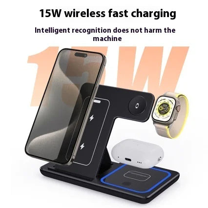 3 in 1 LED fast wireless charger foldable stand