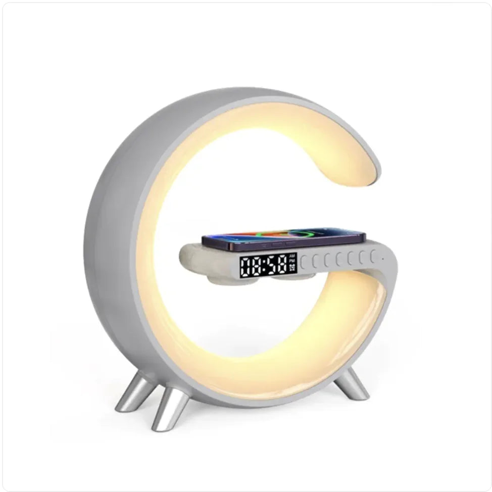 smart g-shaped led lamp Bluetooth speaker wireless charger